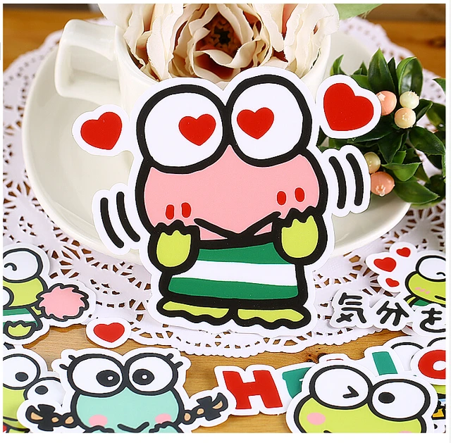 16pcs creative cute self madebig eyes frog luggage suitcase stickers