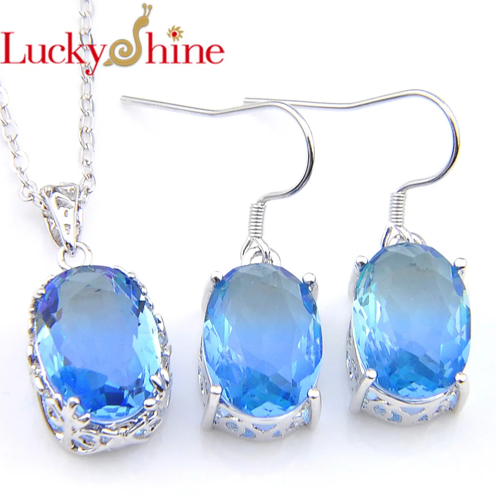 Luckyshine Модные женские Украшения уникальные овальные серебряные серьги с