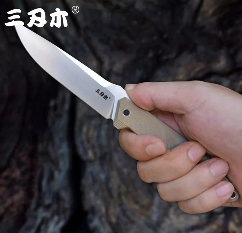 Sanrenmu S758 Fixed Knife 8cr13mov Blade G10 Handle outdoor camping survival tactical hunting bushcraft knife Utility K Sheath