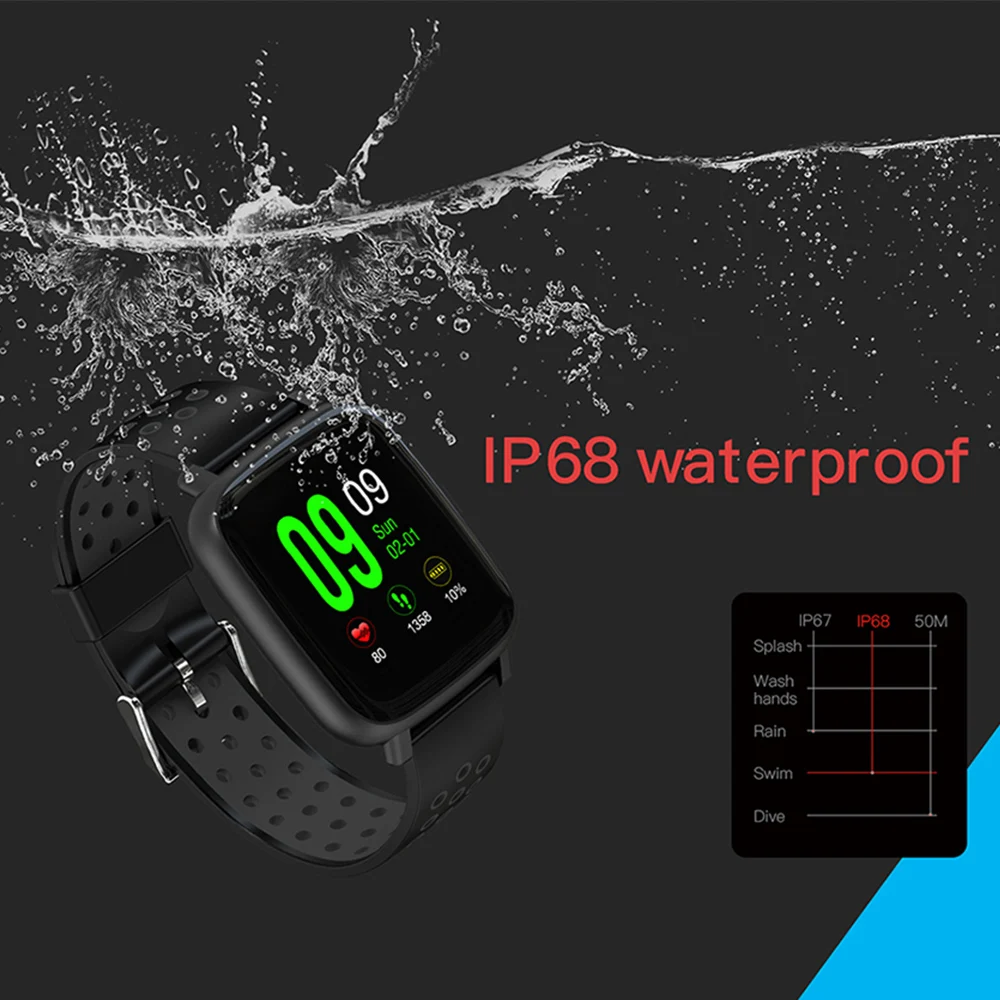 

SN12 Smart Watch Heart Rate Monitor IP68 Waterproof Swimming Bracelet Bluetooth Sport Clock for Men Women Smartwatch