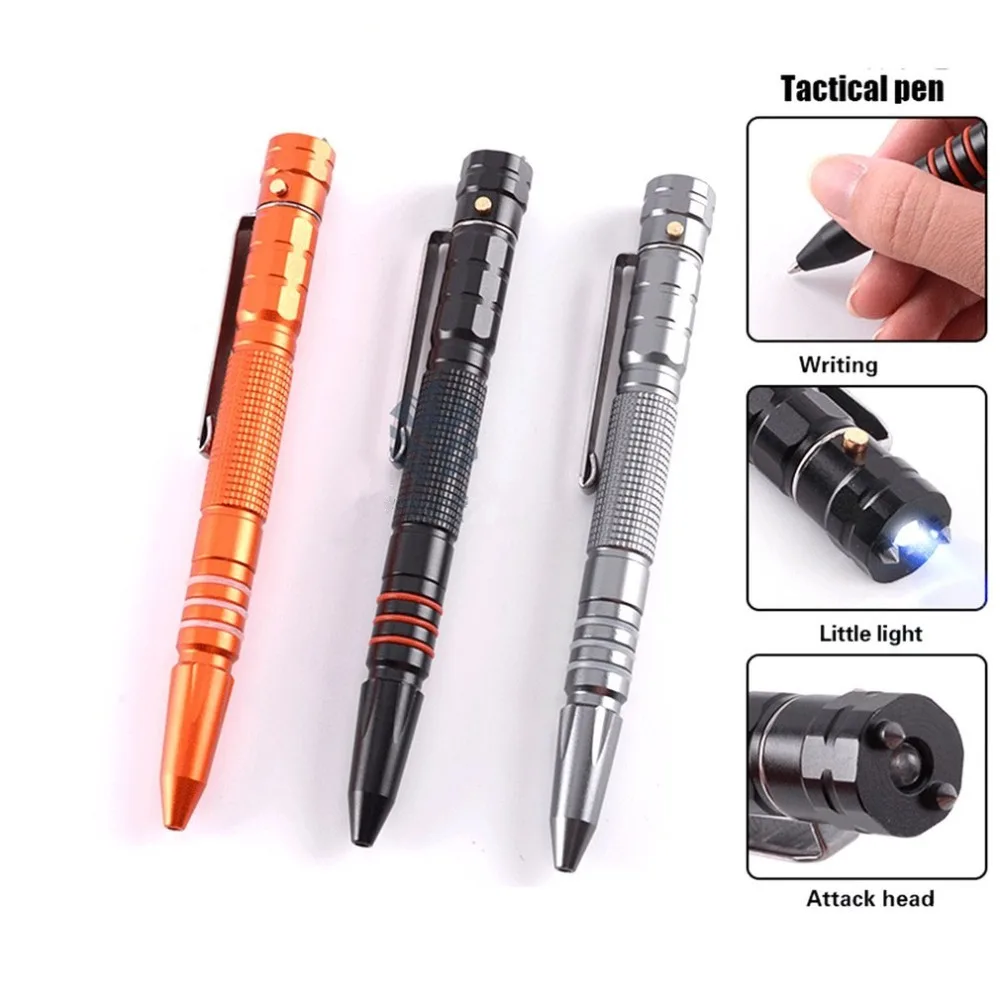 

LESHP 4 IN 1 Multi Tool Tactical Pen Knife LED Flashlight Laix Self Defense Guard Tungsten Steel Glass Broken Pen with Gift box