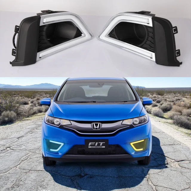 2pcs Car Led Drl Daytime Running Light For Honda Fit Hybrid 2017 2pcs Car Led Drl Daytime Running Light For Honda Fit Hybrid 2017 With Yellow