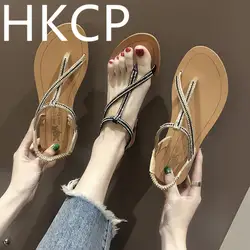 HKCP сандалии женская летняя обувь 2019 женская обувь водой буровых сандалии на плоской подошве пляжная одежда новый клип на студент римской C045