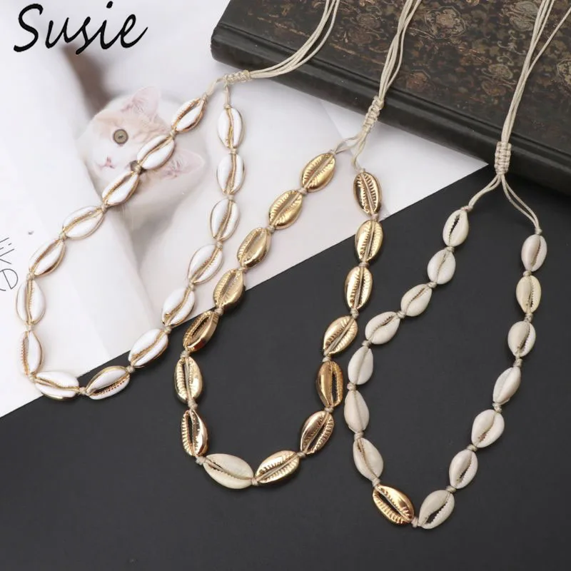 

Summer White Conch Shell Vacation Beach Sand Chocker Collar Necklace Jewelry