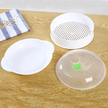 

Single-Layer Microwave Oven Steamer Plastic Round Steamer Microwave Steamer With Lid Cooking Tool