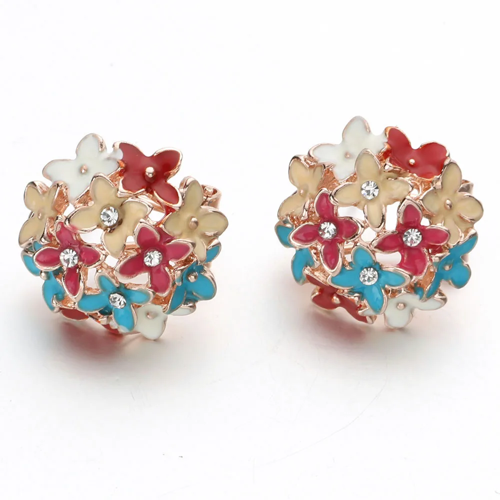 Rainbow Big Flower Earring Stud Women Earrings Clay & Hydrangea Flower