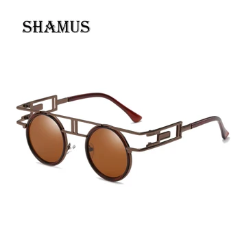 

SHAMUS Round Sunglasses Women Top Fashion Sunglass Unisex Metal Eyewear Vintage Men Shades Eyeglasses 2018 Sunglass
