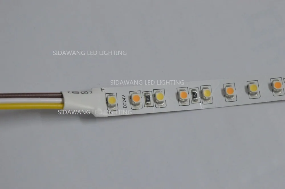 Двойной Цвет ультратонкое естественное освещение CRI> 95+ Ra SMD3528 CCT Цвет Температура Регулируемый& регулируемая светодиодная лента света CW+ WW DC12/24 V 120 светодиодный s/m 5 м/катушка