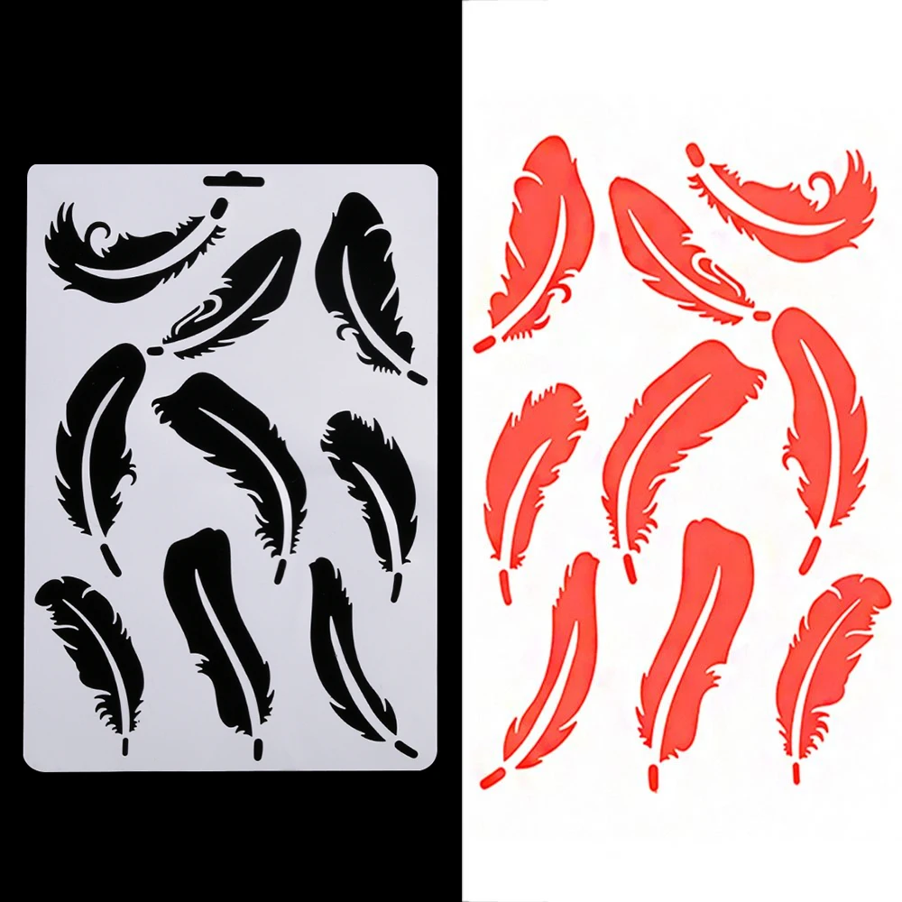 Us 0 68 24 Off Diy Feather Stencils For Wall Painting Sbooking Photo Al Paper Card Making Craft Decorative Embossing Template On Us 0 68 24 Off Diy Feather Stencils For Wall Painting Sbooking Photo Al Paper Card Making Craft Decorative Embossing Template On