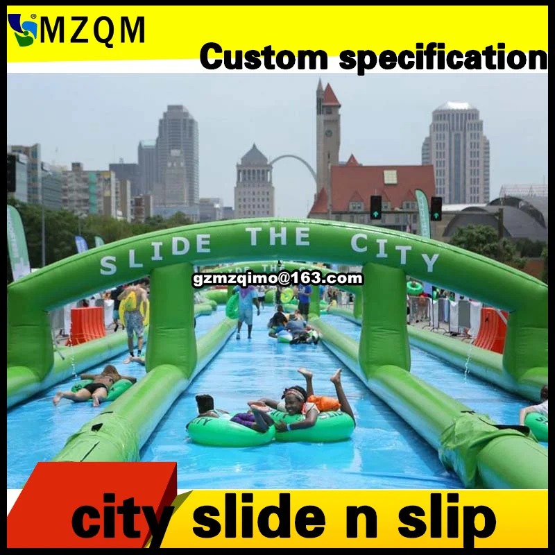 Бесплатная доставка длинная надувная горка n slip прочная водная бассейн