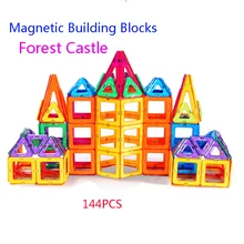 144 шт. Магнитный конструктор лесной замок модель квадратный треугольник шестиугольник Магнитный конструктор Сделай Сам модельные блоки для детей