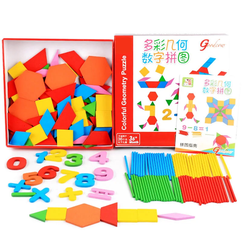 

Kids Wooden Toys Educational Mathematics Recognizing Geometric Figures Colorful Counting Numbers/Rods Toddler Baby Preschool Toy