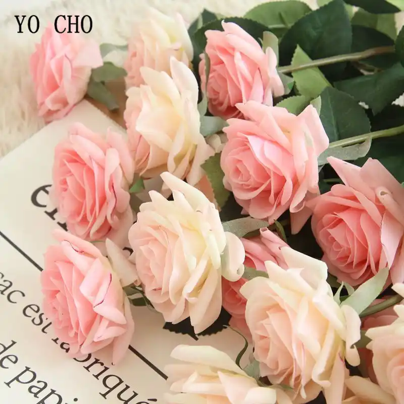 Detail Feedback Questions About Yo Cho Artificial Flowers Silk Yo Cho Artificial Flowers Silk Roses Pink Red White Wedding Bouquets Fake Peonies Home Party