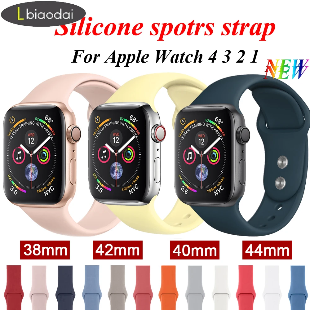 

Sport strap For Apple Watch Band 44 mm 42mm 38mm 40mm Iwatch Series 4/3/2/1 Silicone Bracelet correa wrist Watchband Accessories