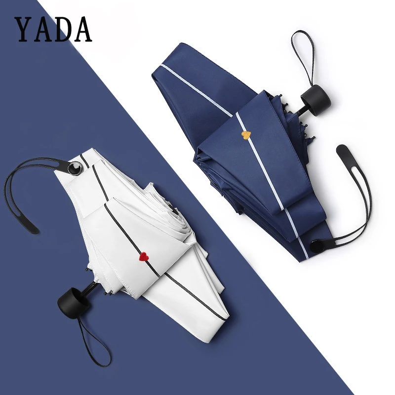 

YADA Ultralight Mini Five Folding Heart Stripe Umbrella Rain Women Uv New Charm Umbrella For Womens Windproof Umbrell YS688