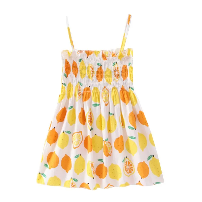 

Baby Summer Clothes Cotton Kids Toddler Sleeveless Sundress Casual Girls Fruit Print Dress Princess Dress Pineapple Lemon Dress