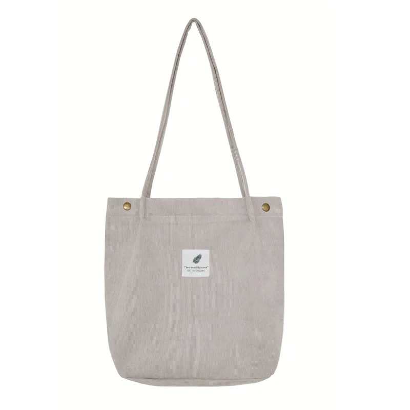 Hylhexyr, однотонные вельветовые сумки на плечо, Экологичная сумка для покупок, сумка-тоут, посылка, сумки через плечо, кошельки, повседневные сумки для женщин - Цвет: Серый