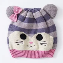 Маленький Кот Малыш Hat младенца хлопка шляпа Вышивка крючком Детские шапочки Дети Осень-зима Кепки ручной работы ветрозащитный наушник Кепки