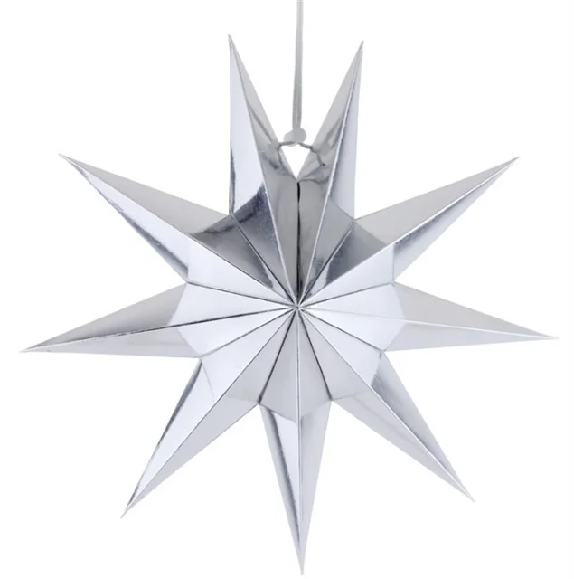 30 см свадебные сложенные бумажные фонарики в виде звезд 3D Висячие бумажные звезды Свадьба День рождения душ Вечеринка Рождество Окно Дисплей - Цвет: sliver