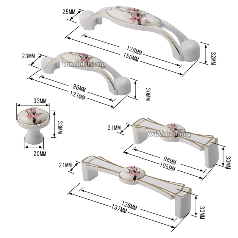 Топ спроектированный 10 шт Европейская керамическая печать кухонный шкаф дверные ручки шкаф ручки для комода или шкафа с ящиками ручки и ручки