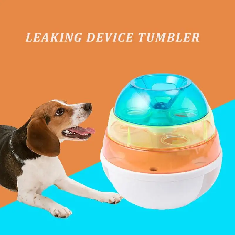New Pet Dog Tumbler Food Dispenser Toy Leaky Slow Cat Dogs Playing Toys Treat Ball Shaking