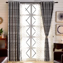 Modern Style Stone Stripe Wave Curtains for living room bedroom window Balcony drapery Custom Made Geometric Blackout Curtain
