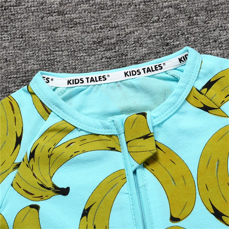 Новое поступление, одежда для малышей, комбинезоны для новорожденных с принтом банана, детские комбинезоны с короткими рукавами, одежда для малышей SR244