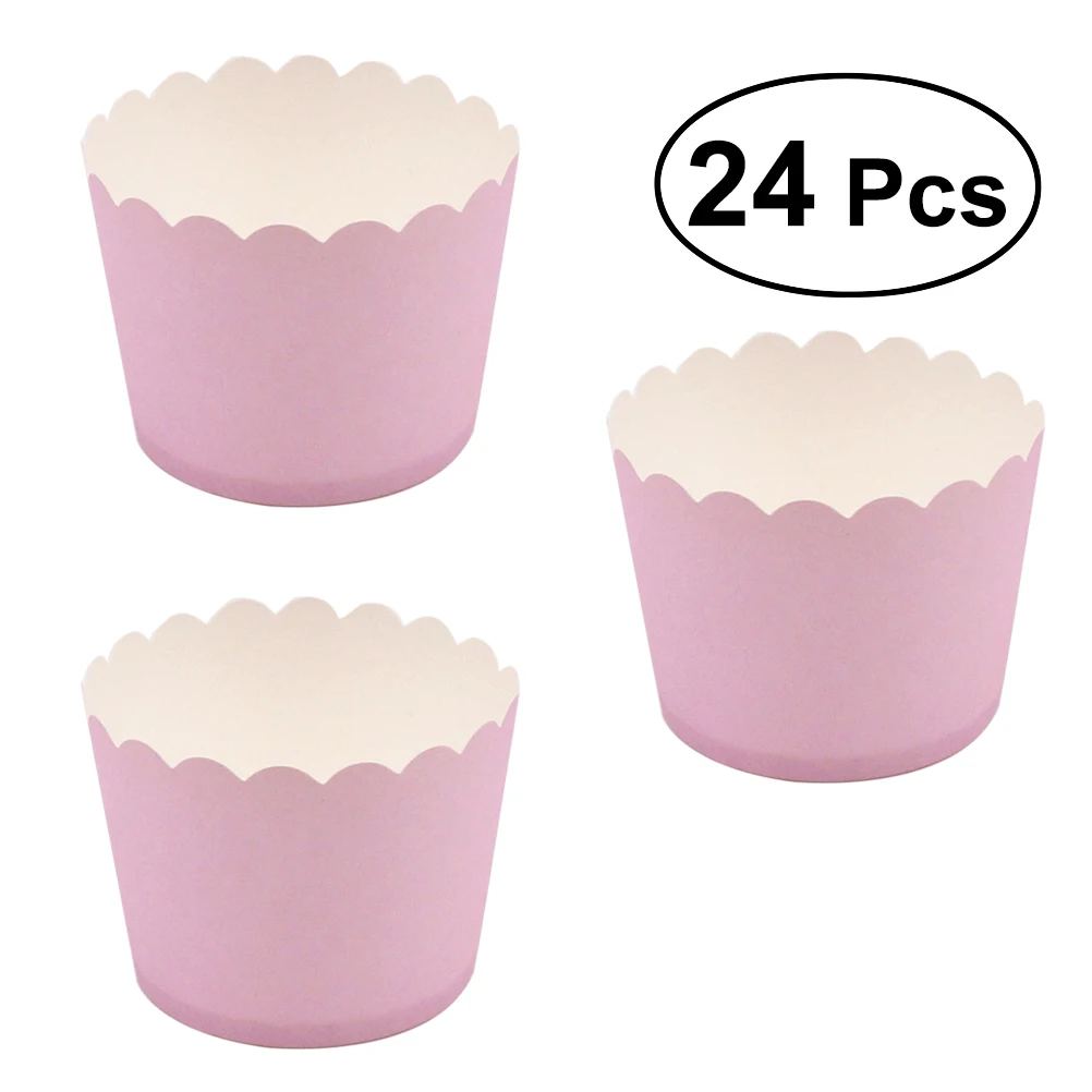 24 шт./упак. утепленные Форма для маффинов однотонных ярких Цвет форма для кекса бумажные обертки для кексов форма для выпечки инструмент для домашней выпечки 5x4,5 см - Цвет: Pink