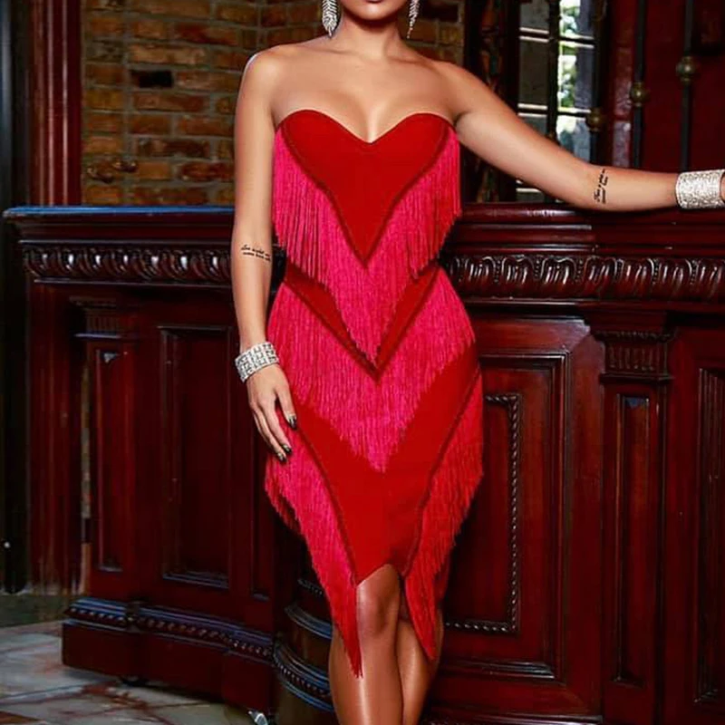 

Gothic Club Wear Vintage Dresses Sexy Nightclub Tassels Fringed Women Clothes Elegant Womens Dress School Party Birthday Dress