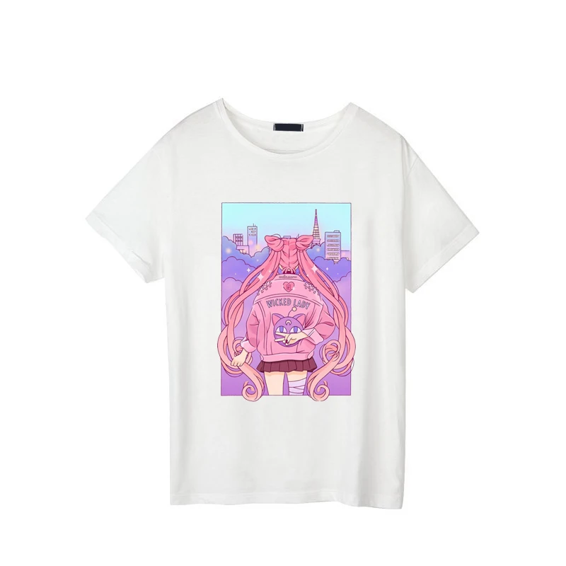 

Sailor Moon T Shirt Kawaii Summer Women T-shirt Harajuku Sweet Print Short Sleeve Ullzang Tshirt Female Top Tees shirts graphic