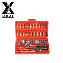 XKAI 46pc High Quality Socket Set Car Repair Tool Ratchet Set Torque Wrench Combination Bit a set of keys Chrome Vanadium