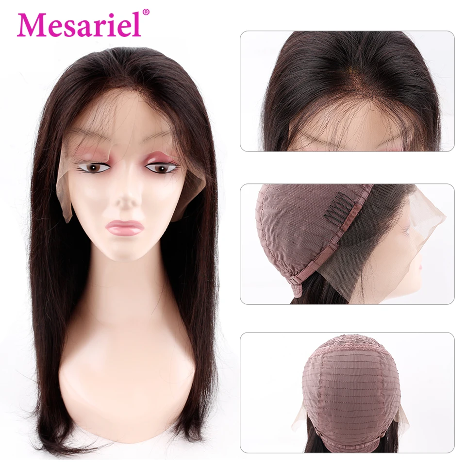 Mesariel Brazilian Lace Front Human Hair Wigs With Baby 130% Density 13*4 For Black Women Straight Remy | Шиньоны и парики