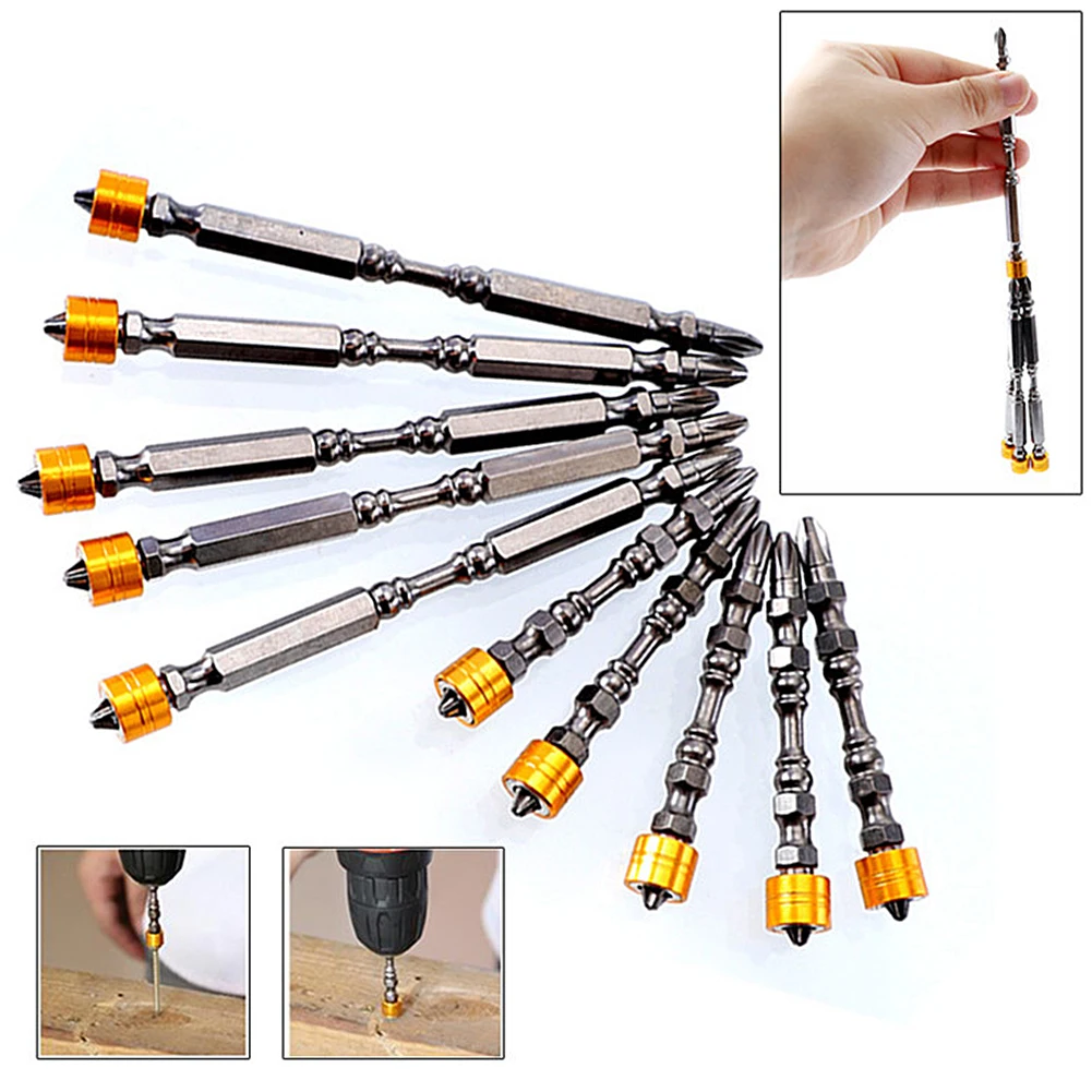 

5pcs Screwdriver Bit Set Phillips Double Head PH2 Magnetic Bits 1/4'' Hex Shank for Electric Screw Driver