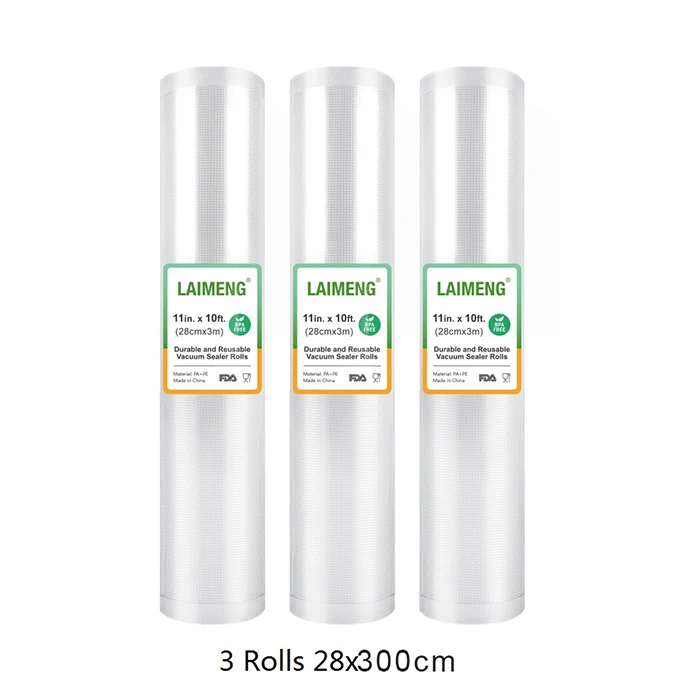 LAIMENG 3 рулона вакуумной упаковки, пакеты для вакуумного упаковщика, пленка для вакуумного упаковщика, упаковочная машина, текстурированная вакуумная сумка для хранения продуктов R119 - Цвет: 3R 28-300cm