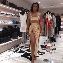 Рукавов Высокая талия Нерегулярные midi сексуальное вечернее платье вечерние Bodycon женская одежда оптом Осень-весна платье+ костюм