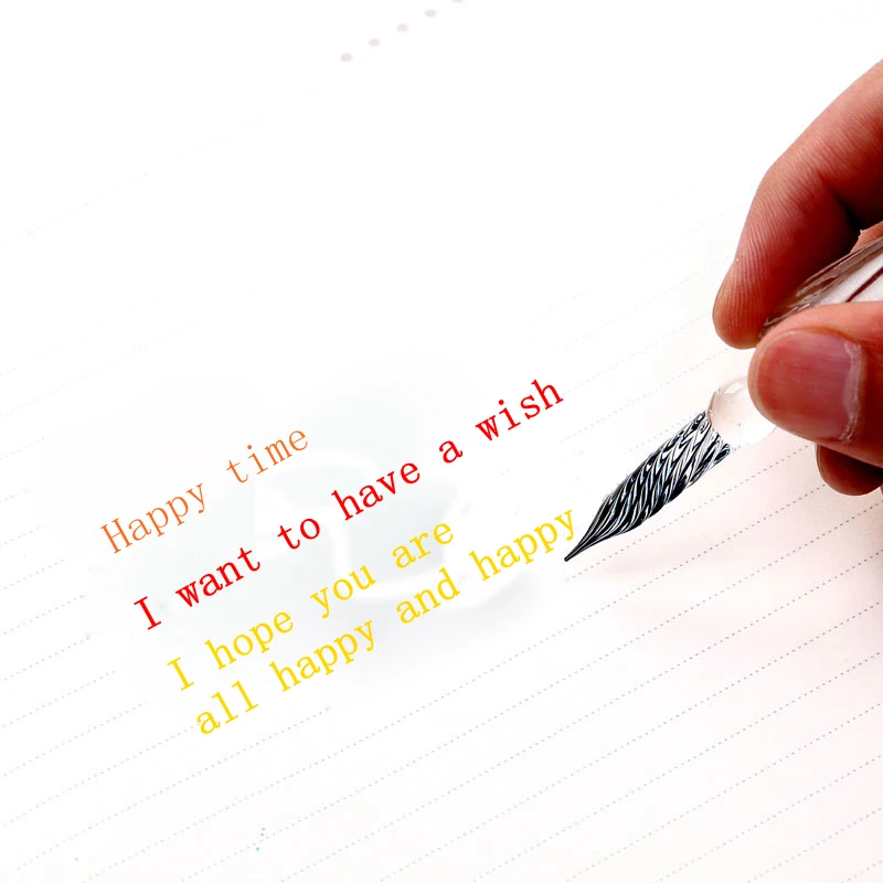 Высококачественная ручка ручной работы из хрустального стекла с цветочным узором, прозрачная авторучка, тонкий подарочный набор, цветные чернила, креативная ручка для письма