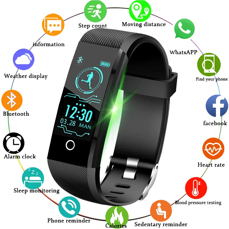 

2019 Sport Watch Men Women Fitness Tracker Heart Rate Monitor Information reminder call Smart Watch Men For ios android+Box