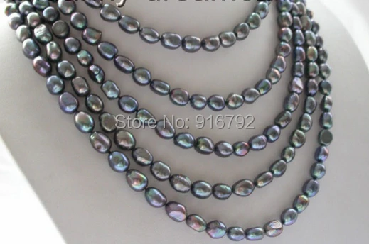 

YH@CS >SALE 100" 11mm black baroque freshwater cultured pearls necklace