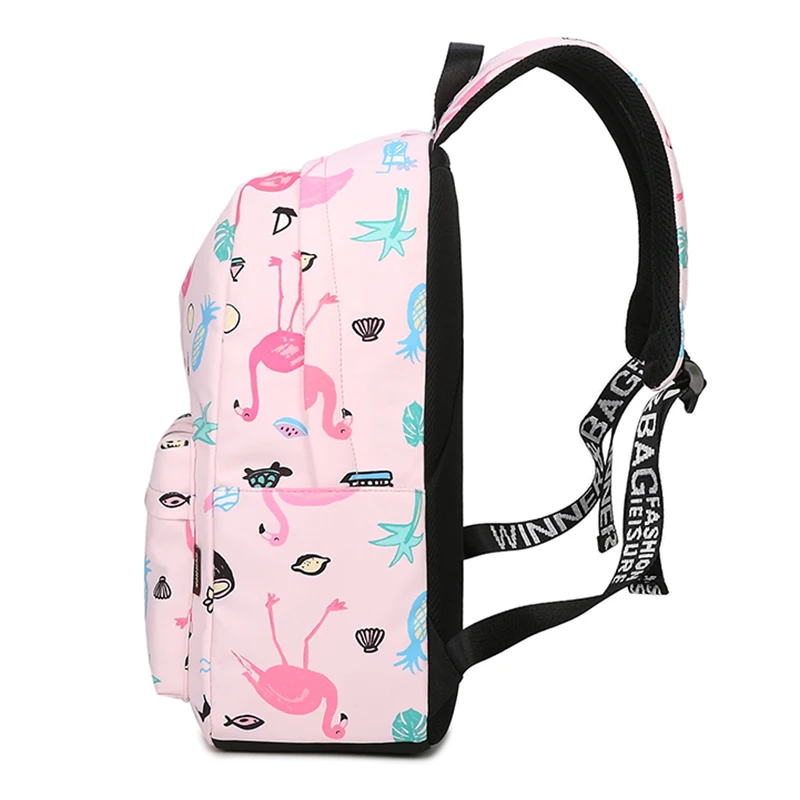 Mochila De mujer impermeable Linda bolsa de libros Rosa flamenco Animal Mochila impresión Mochila escolar para niñas adolescentes Mochila