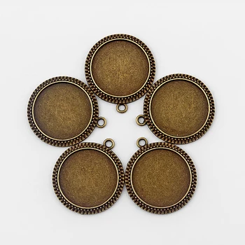 

10pcs Antique Bronze 31mm Round Charm Pendant 24mm Trays Blank Bezel/Cabochon Setting Fit DIY Jewellery Making Findings