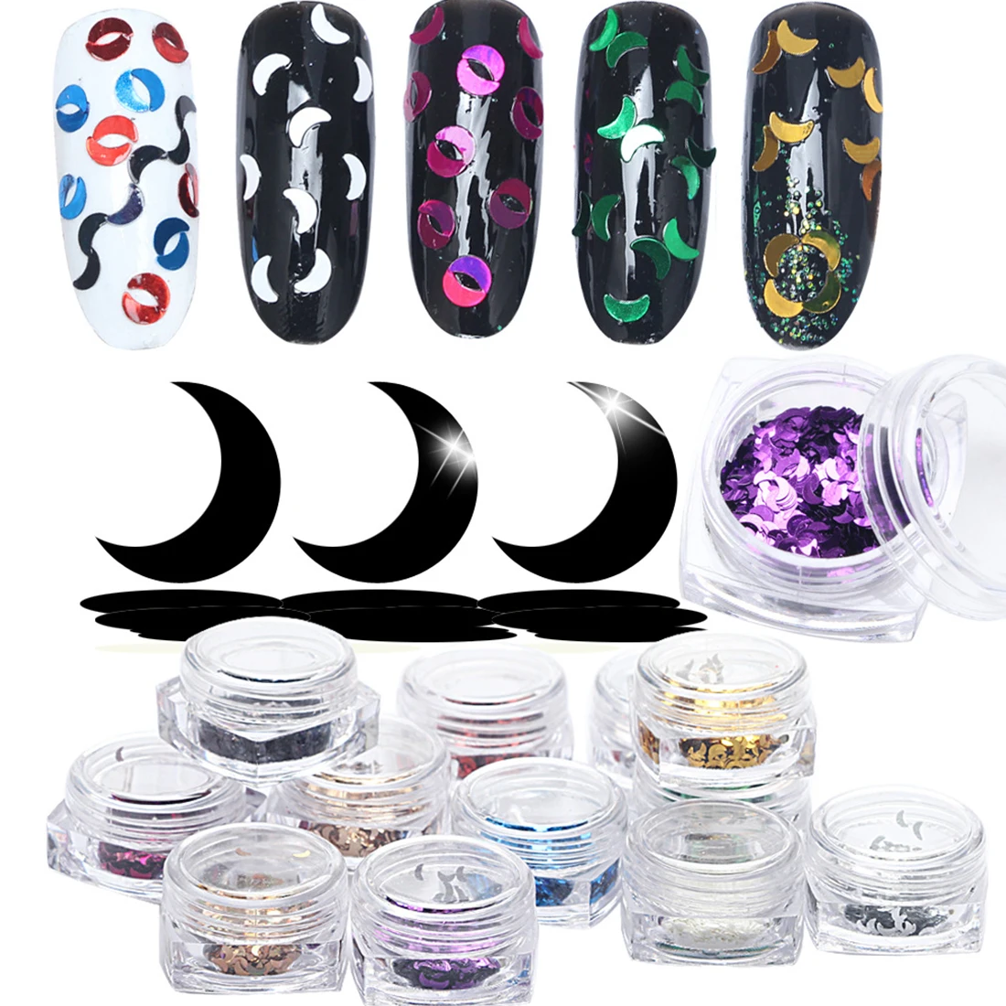 

Twinkle DIY Slice Paillette Kit Star Moon Heart Butterfly Round Triangle 12 Colors Nail Art Glitter Sequins Set Ultrathin Tip