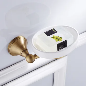 

AUSWIND Retro Style Brass Bathroom Accessories Ceramic Soap Dishes Bronze Soap Holder Soap Case Home Decoration GF4