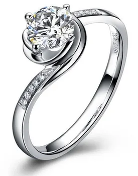 

big diamond ring Natural Diamond 18K White Gold Ring For Women Wedding/Engagement Rings Gift Fine Jewelry flower ring