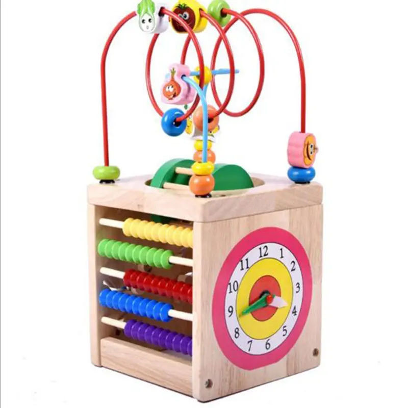 Kid Classic Educational Wooden Bead Toy Sets with Colorful Beads