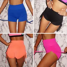 С высокой талией для йоги Короткие Сексуальные Для женщин для йоги, тренажерного зала, спорта тренировка, упражнение с поясом облегающие тянущиеся шорты тренировочная спортивная одежда