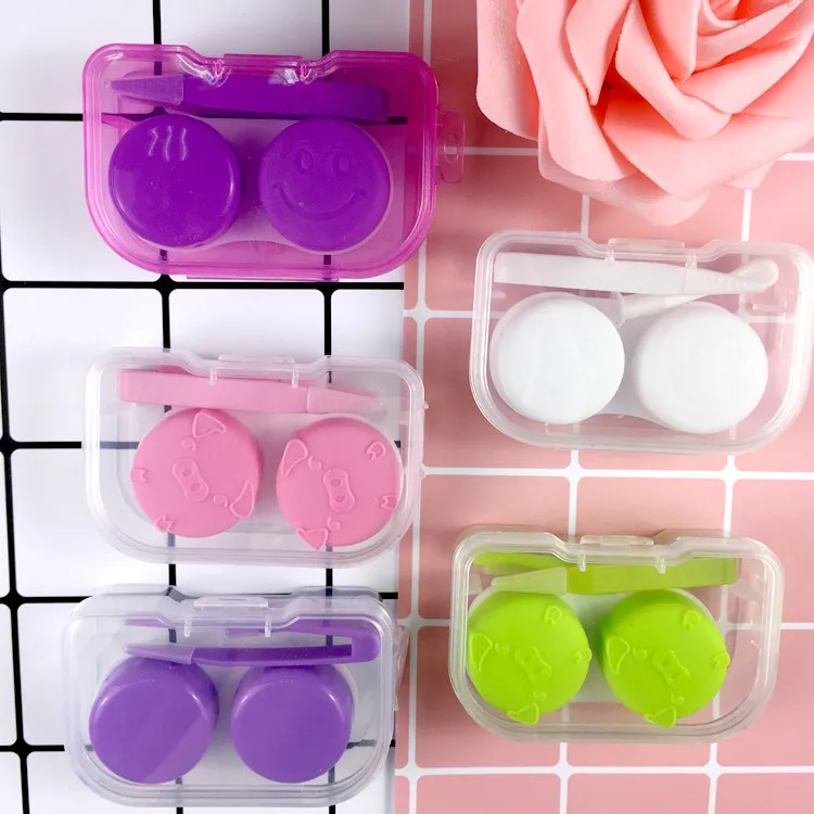 Clear Cosmetic contact lenses case 1pcs couple box color contact lenses