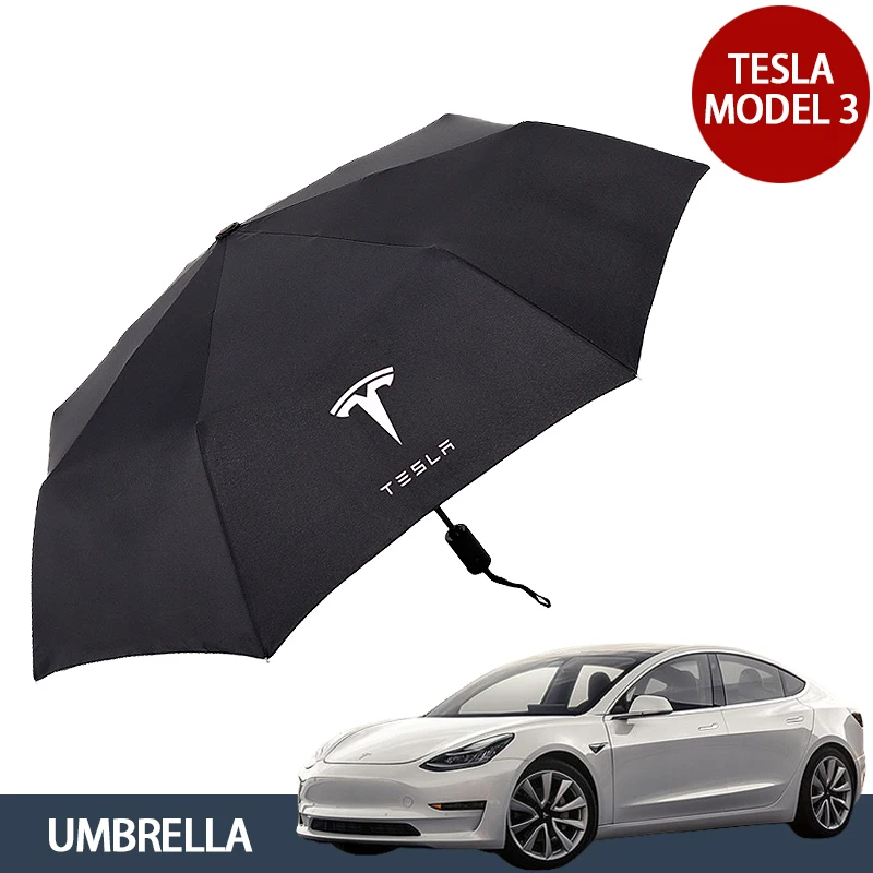 

Fully Automatic Folding Umbrella Tesla Logo Print pattern Sunshine Rain Shadow For Tesla Model 3 Model S Model X