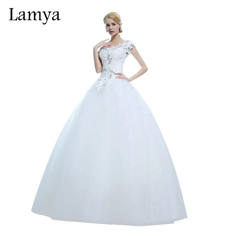 

LAMYA Plus Size Lace Fashionable Ball Gown Wedding Dress Sexy Bride Gowns Vintage Wedding Dresses 2019 vestido de noiva