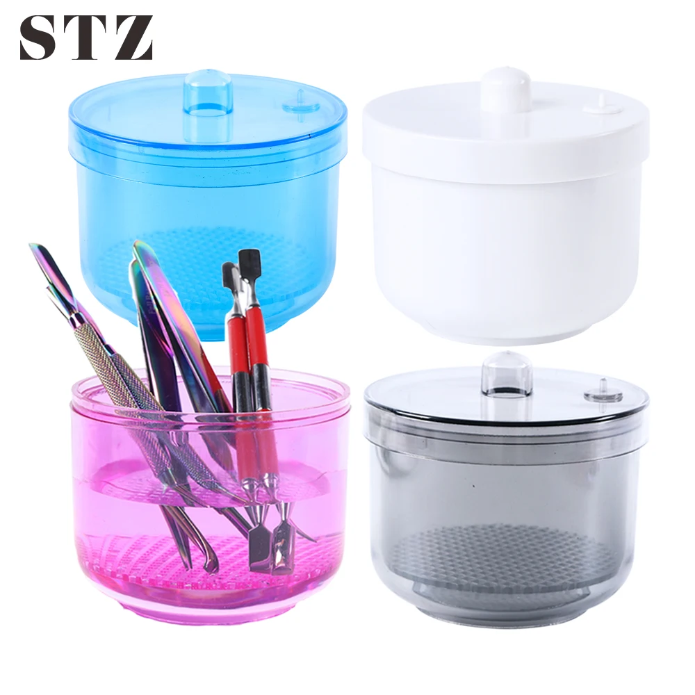 

STZ 1pc Nail Drill Bit Disinfection Soak Box Autoclavable Round Sterilizer Cup Net Basket Case Nail Cleaning Manicure Tool #1005