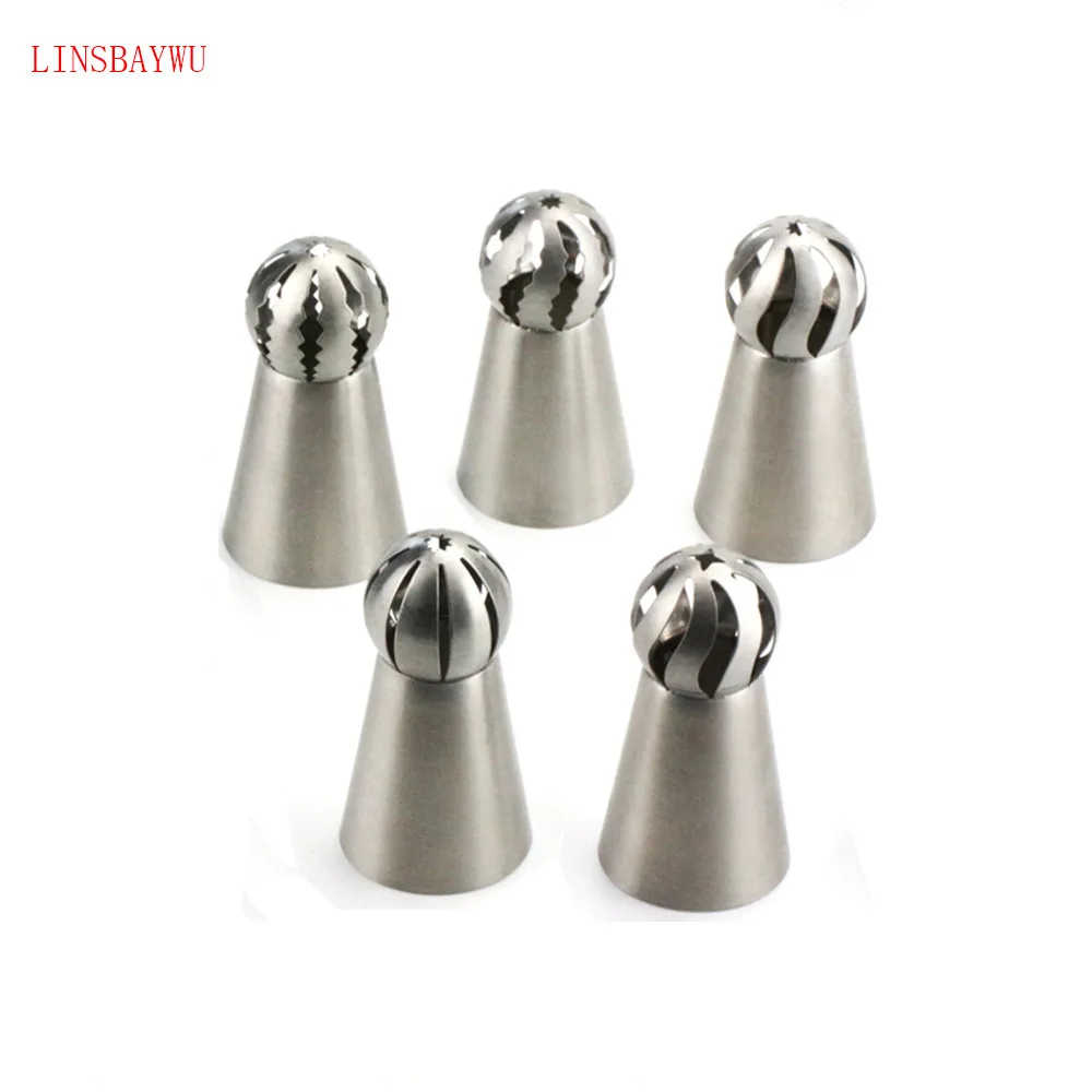 

5 Styles Russian Piping Nozzle Sphere Ball Icing Confectionary Pastry Tips Sugar Craft Cupcake Decorator Kitchen Bakeware Tools